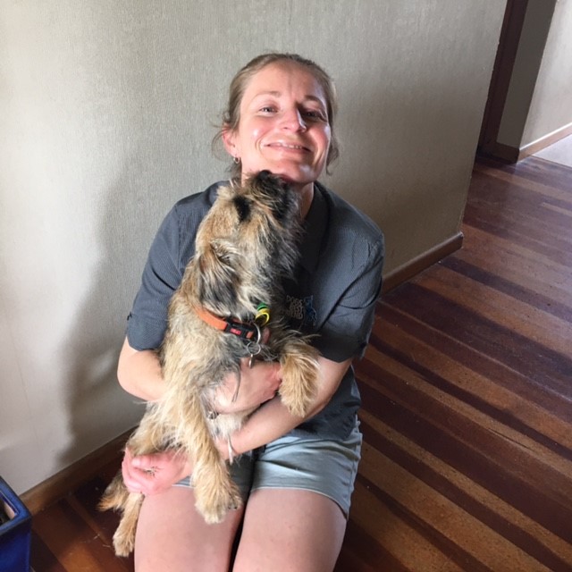 Selina McIntyre, Dog Behaviorist and Dog Trainer with her dog Lily saying a sloppy hello. Selina McIntyre, Dog Behaviorist and Dog Trainer with her dog Lily saying a sloppy hello.